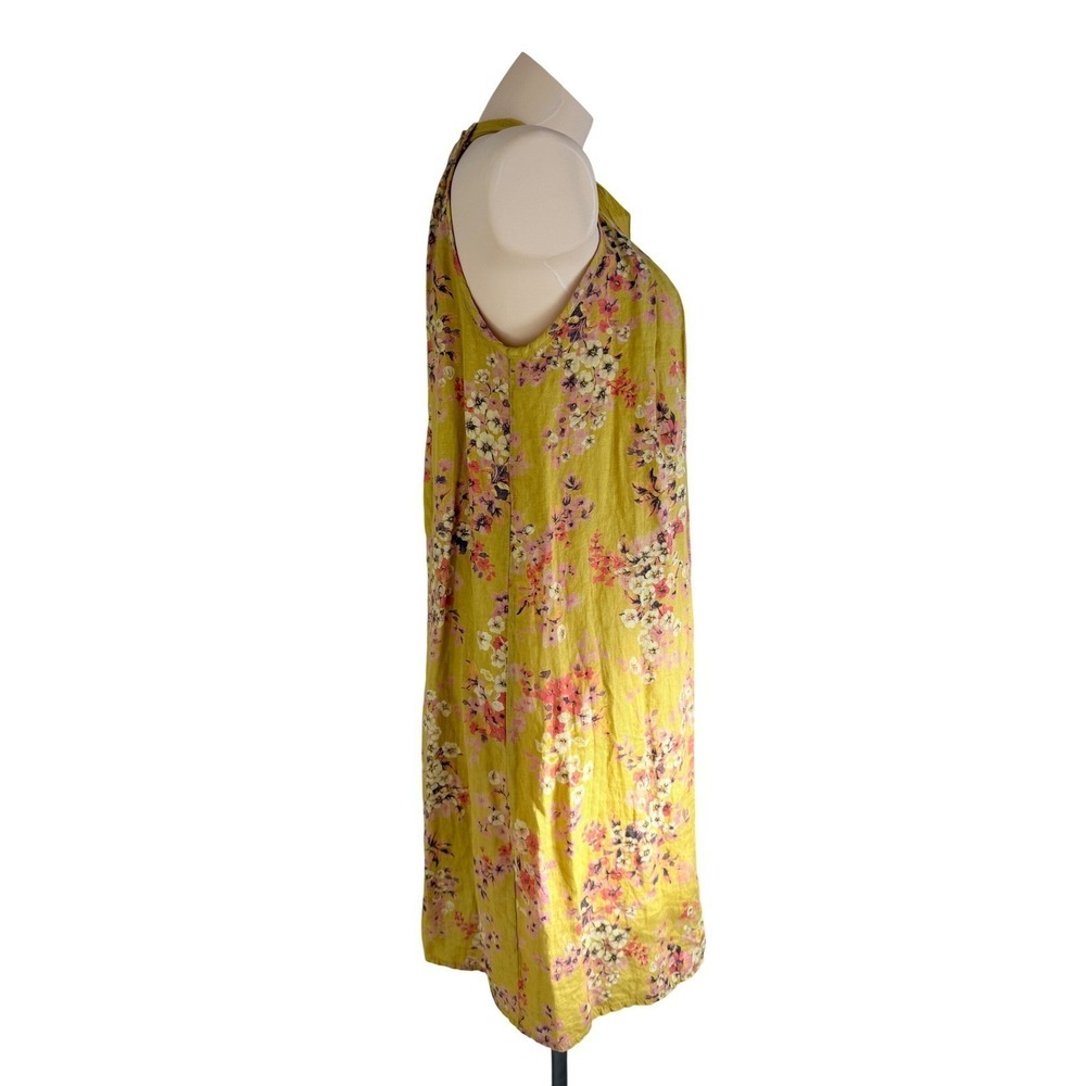 Bellambra Made in Italy 100% Linen Floral Halter Dress Yellow Pink Small - Picture 3 of 10